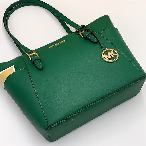 MICHAEL KORS CHARLOTTE LARGE TOP ZIP TOTE PALMETTO GREEN COLOR - Picture 5 of 15